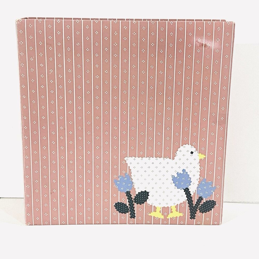 Vintage 80's CHICKEN Tulips Photo Album 3-Ring Binder 11.5x12 Mauve